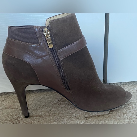 Marc Fisher Grey Suede Peep Toe Bootie - Picture 4 of 9